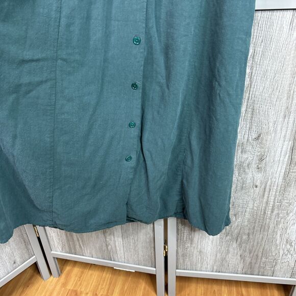 Marine Layer Dress Large Green Button Front Waisted Midi Dark Green - Picture 5 of 10